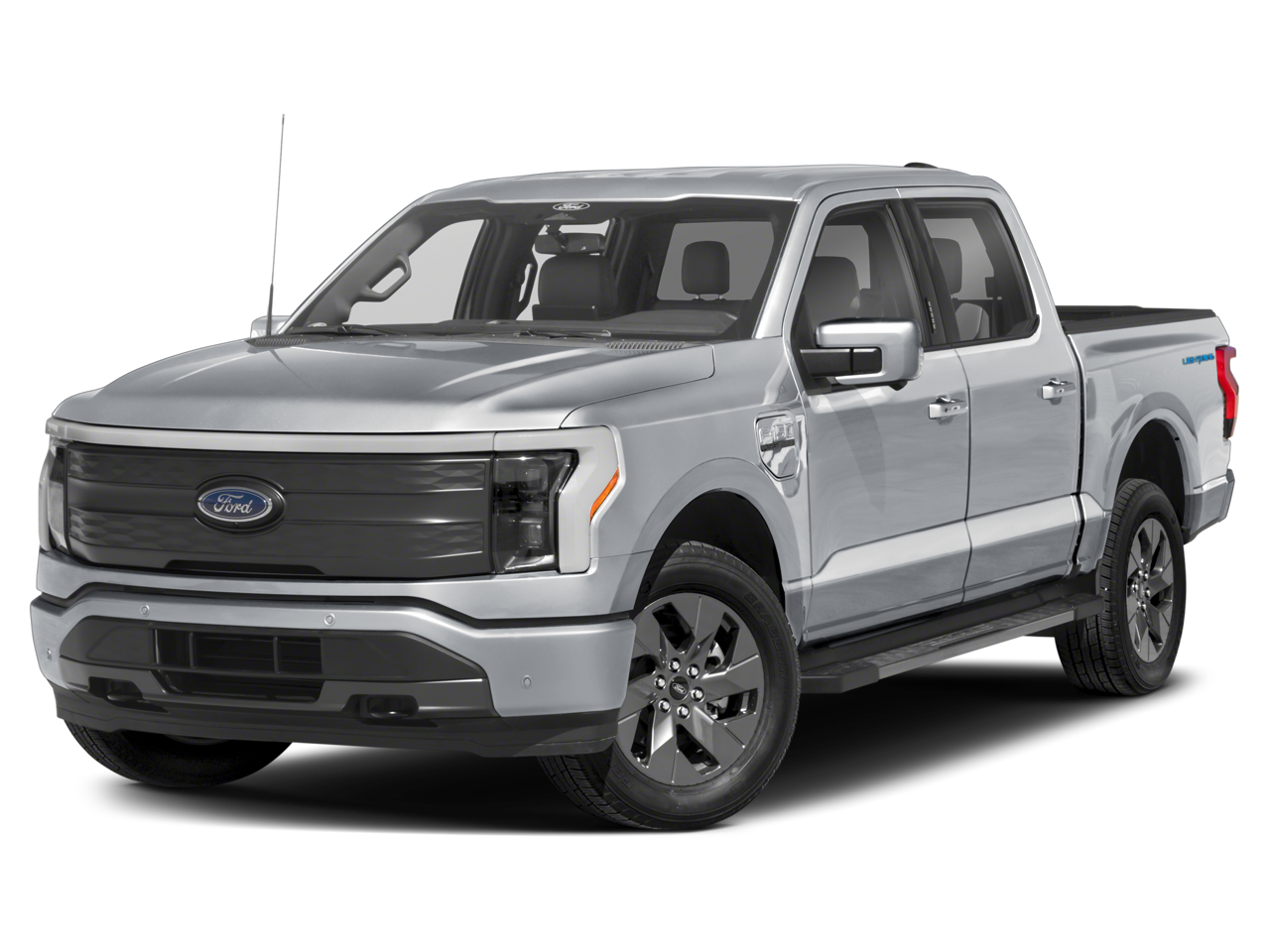 2024 Ford F-150 Lightning LARIAT in Gray Metallic — front three-quarter view